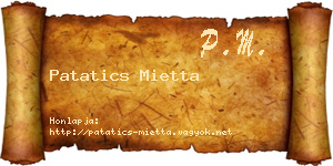 Patatics Mietta névjegykártya